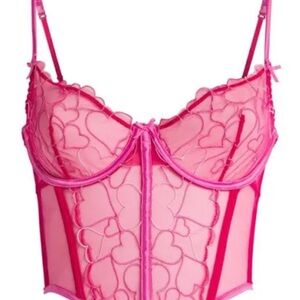 SKIMS Pink Heart Mesh Bra